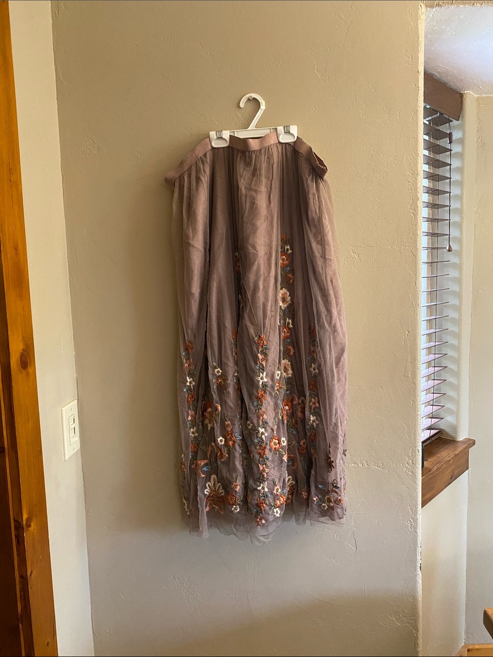 Sundance Mauve Embroidered Tulle Maxi Skirt